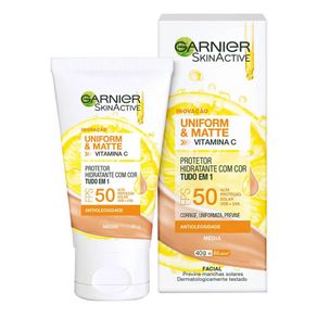 Protetor-Facial-Hidratante-Uniform---Matte-Medio-Fps50-Garnier-Skin-40g