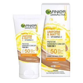 Protetor-Facial-Hidratante-Uniform---Matte-Morena-Fps50-Garnier-Skin-40g