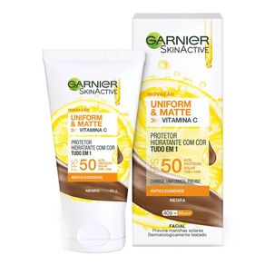 Protetor-Facial-Hidratante-Uniform---Matte-Negra-Fps50-Garnier-Skin-40g