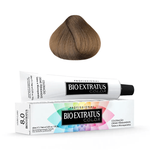 Tintura-Bio-Extratus-8.0-Louro-Claro---Coloracao-Sem-Amonia-Formulas-Naturais-Que-Promovem-Brilho-E-Protecao-Aos-Fios.