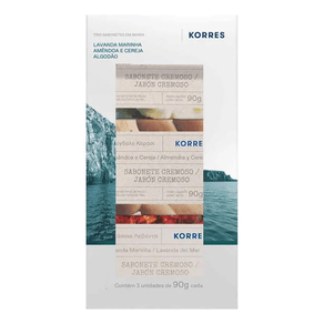 Kit-Sabonete-Em-Barra-Korres-Amendoa-E-Cereja-Algodao-E-Lavanda-Marinha-Kit